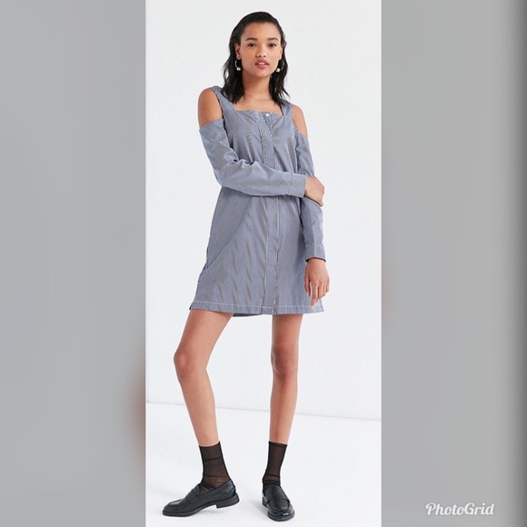 Six Crisp Days Button Down Cold Shoulder Dress - Picture 3 of 8